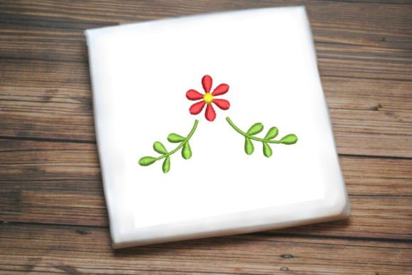 Beautiful Red Flower Leaves: Elegant Embroidery