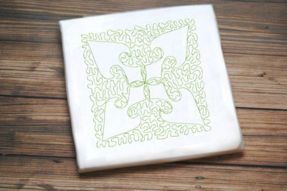 Green One Line Flower: Elegant Embroidery for Etsy