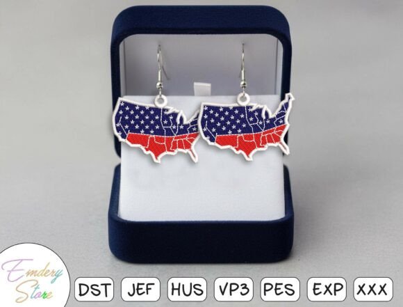 USA Map Flag Earrings Embroidery Design Review